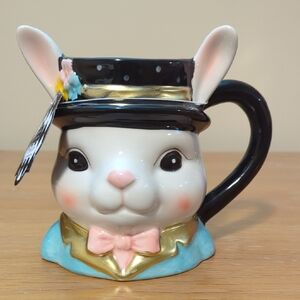 10 Strawberry Street Whimsical Sculpted Bunny Mug New